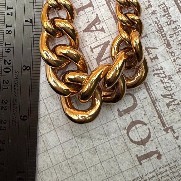 Elegant Bold Milor Bronze Italy Gold Overly Wide Graduated Chain Necklace - Picture 6 of 15